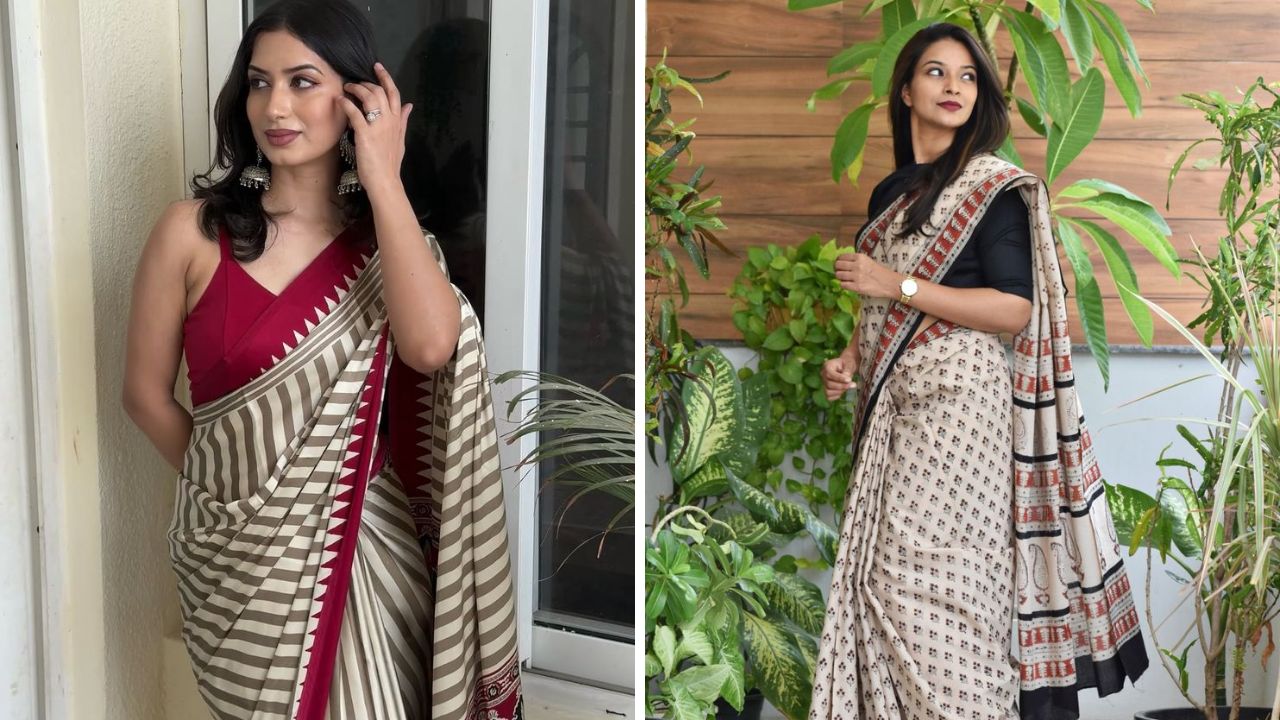 कॉटनच्या साडीवर ब्लाऊज निवडताना नेहमीच सिव्हलेस किंवा बोटनेक असेलला ब्लाऊज निवडावा. यामुळे तुम्हाला लुक इतरांपेक्षा जास्त उठावदार दिसतो. 