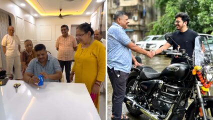 मुलाने वडिलांना दिलं सरप्राईझ ! खास Birth Date असणारी Royal Enfield दिली भेट