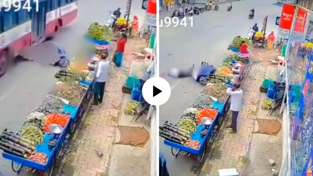 man crushed by bus terrific accidet video viral