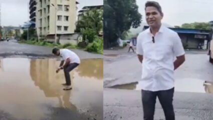 Pen : खड्ड्यांमध्ये कागदी होड्या सोडत प्रशासनाचा निषेध, भूषण कडूंचं आगळावेगळं आंदोलन ‪