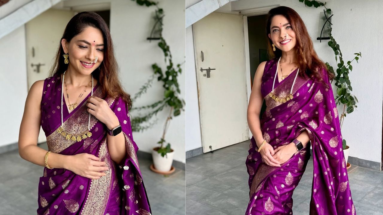 गणेशोत्सवाच्या रंगात रंगली सोनाली कुलकर्णी; मराठमोळी साडीतील ‘हे’ फोटो पाहून तुम्हीही व्हाल फिदा!