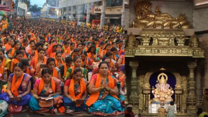 Dagdusheth Halwai Ganpati Atharvashirsha : दगडूशेठ गणपतीसमोर ३५ हजार महिलांचे अथर्वशीर्ष पठण; खासदार सुनेत्रा पवारही झाल्या सहभागी