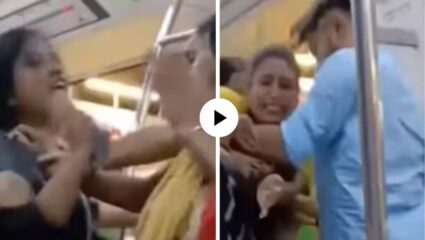 दिल्ली मेट्रोत पुन्हा दे दणादण! दोन महिलांमध्ये सीटवरुन जबर हाणामारी, Video Viral