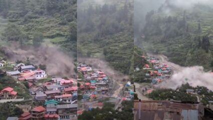 उत्तरकाशीत मोठी दुर्घटना; ढगफुटी नंतर गावावर कोसळली दरड, २० सेकंदात सर्वकाही उदध्वस्त