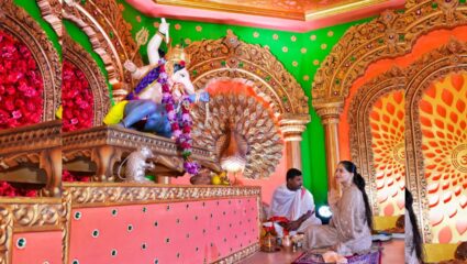 जल्लोषपूर्ण वातावरणात भाऊसाहेब रंगारी गणपती बाप्पा विराजमान; अध्यात्मिक वक्त्या जया किशोरी यांच्या हस्ते झाली प्राणप्रतिष्ठा