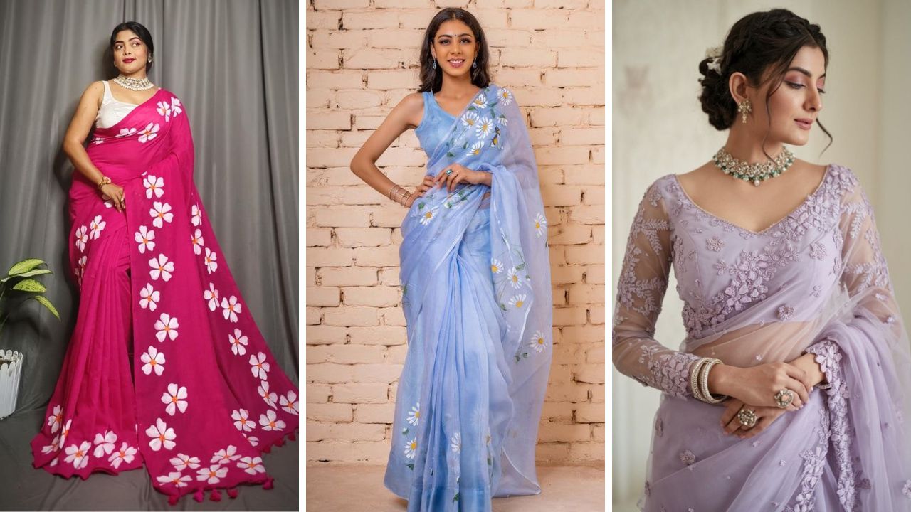 Exclusive Collection Of Floral Pretend Sarees To Look Stylish In Office Saree Fashion