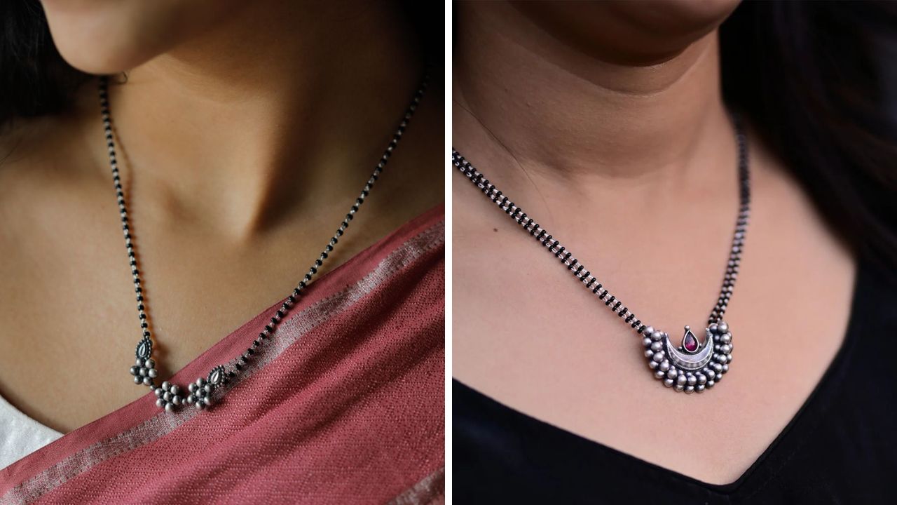सोन्याप्रमाणे चांदीचे मंगळसूत्रसुद्धा बाजारात उपलब्ध आहेत. चांदीच्या मंगळसूत्रांमध्ये तुम्ही या डिझाईनचे मंगळसूत्र तयार करून घेऊ शकता. कॉटनच्या साडीवर या डिझाईनचे मंगळसूत्र अतिशय सुंदर दिसेल.  