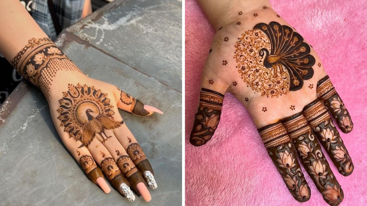 हातांवर मेहेंदी काढताना सगळ्यात पहिली पसंती मोराच्या डिझाईनला दिली जाते. हातांवर बारीक नक्षीकाम करत सुंदर मोराची डिझाईन काढू शकता. मेहंदीमध्ये काढलेला मोर हातांवर अतिशय खुलून दिसेल. 