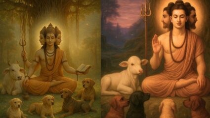 दत्तगुरुंच्या फोटोमध्ये श्वान आणि गाय का असते ? ‘अशी’ आहे यामागची आख्यायिका