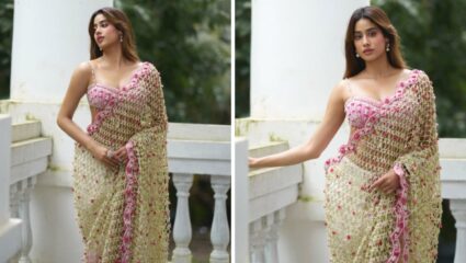 जान्हवीचे फ्लोरल साडी डिझाईन