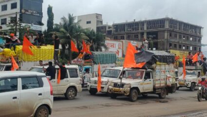 Maratha Reservation : मुंबईतील आझाद मैदानावर मराठा आंदोलकांची तूफान गर्दी; वाहनांच्या लांबच लांब रांगा