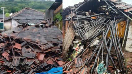 Karjat News : मुसळधार पावसाने कर्जतला झोडपलं; शेतकऱ्यांच्या घरांचं नुकसान