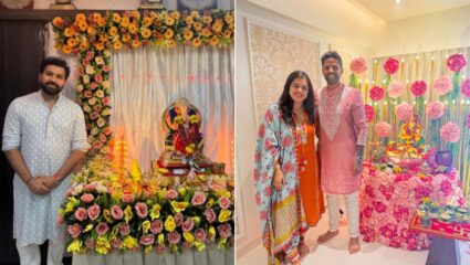 Photo : या क्रिकेट खेळाडूंनी केले गणरायाचे स्वागत! पहा प्लेयर्सच्या घरातील बाप्पांचे फोटो