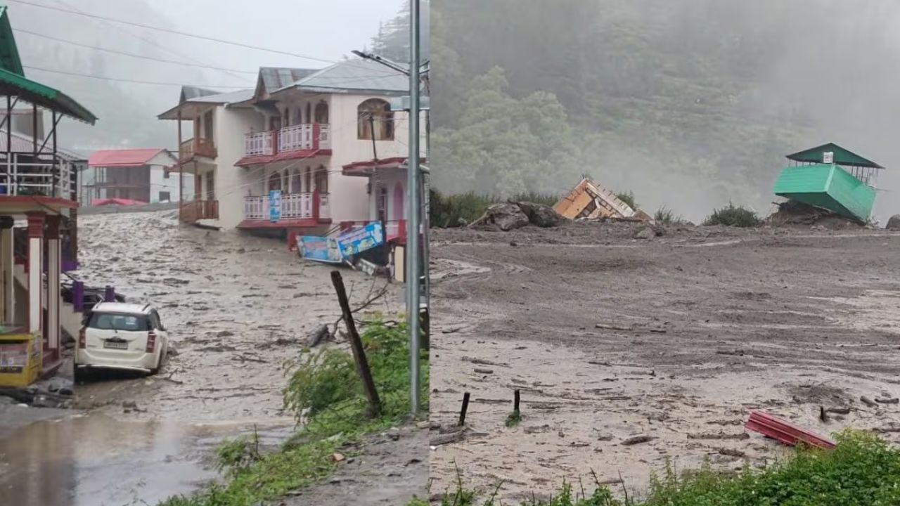 उत्तरकाशीतील हर्षिलजवळील खिरगड परिसरातील धराली गावात ढग फूटीमुळे मोठ भूस्खलन झाल. ढिगाऱ्यांचा आणि पाण्याचा जोरदार प्रवाह गावात पोहोचला, ज्यामुळे घबराट पसरली आहे. 