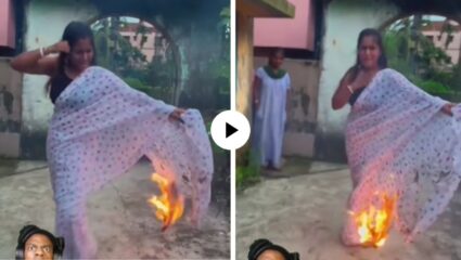 ताईंचा विषय लय हार्ड ए! साडीला आग लावून केला जबरदस्त डान्स; पाहून युजर्स म्हणाले, “आग लगा दी”; मजेदार Video Viral