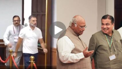 उपराष्ट्रपतींच्या निवडणुकीमध्ये राजकीय ऐक्य! मल्लिकार्जुन खरगे अन् नितीन गडकरी हातात हात घालून मतदानाला हजर