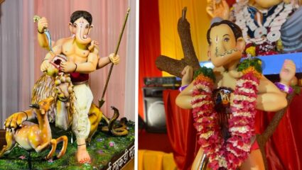Ganeshotsav 2025 : संपूर्ण अखंड लाकडामध्ये घडवलेली श्रींची मूर्ती; पुण्यातील वैशिष्टपूर्ण धर्मवीर संभाजी तरुण मंडळ