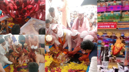ढोल ताशांच्या गजरात, बाप्पांना निरोप! पुण्यातील मानाच्या 3 गणपतींचे विसर्जन; ‘श्रीमंतां’च्या मिरवणुकीला सुरुवात
