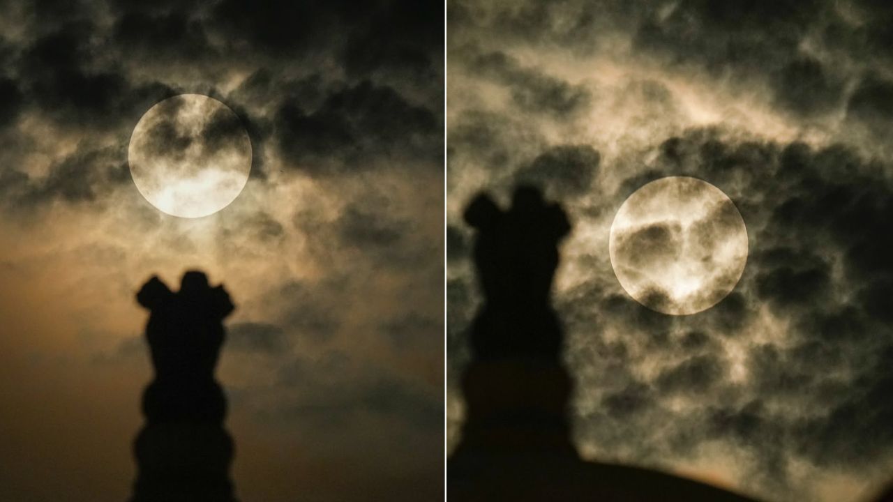 भारतीय वेळेनुसार, ७ सप्टेंबर रोजी रात्री १० वाजता चंद्रग्रहण सुरु झाले होते ते ३.३० पर्यंत चालले. यावेळी भारताच्या 'अशोक स्तंभ' (Pillar Of Ashoka)च्या मागे चंद्राचे अनोखे दृश्य पाहायला मिळाले (फोटो सौजन्य: इन्स्टाग्राम/choudharyravi)