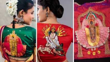 नवरात्रीमध्ये दिसेल परफेक्ट लूक! ब्लाऊजच्या मागील गळ्यावर करा ‘या’ डिझाईनचे आकर्षक वर्क