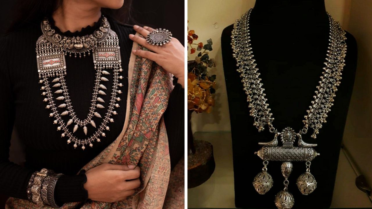 निळ्या रंगाचा स्कर्ट आणि पांढऱ्या टॉपवर तुम्ही या डिझाईनचे नेकलेस घालू शकता. या नेकलेसमध्ये तुमचा गळा भरलेला दिसेल. 