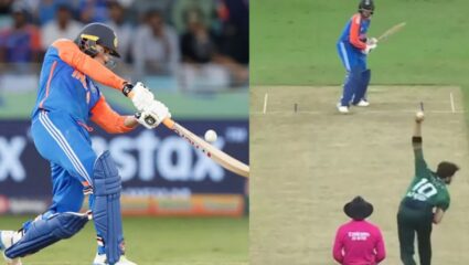 Asia cup 2025 : Abhishek Sharma पाकिस्तानवर कडाडला! आफ्रिदीच्या पहिल्याच चेंडूवर टोलवला ऐतिहासिक षटकार 