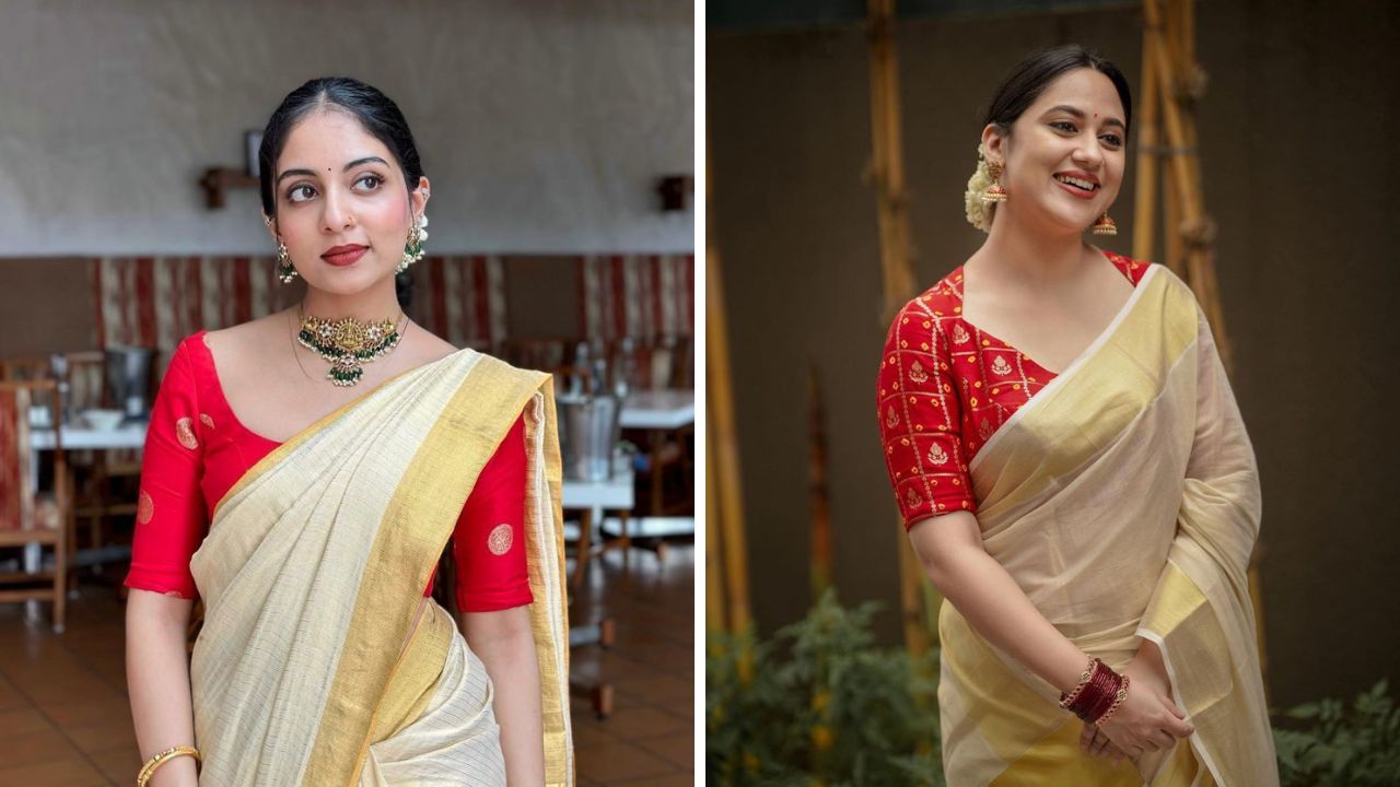 सर्वच महिलांकडे लाल रंगाचे अनेक वेगवेगळ्या शेड्सचे ब्लाऊज असतात. त्यामुळे साऊथ इंडियन पार्टनमधील साडीवर तुम्ही हिरव्या रंगाचा ब्लाऊज परिधान करू शकता. 