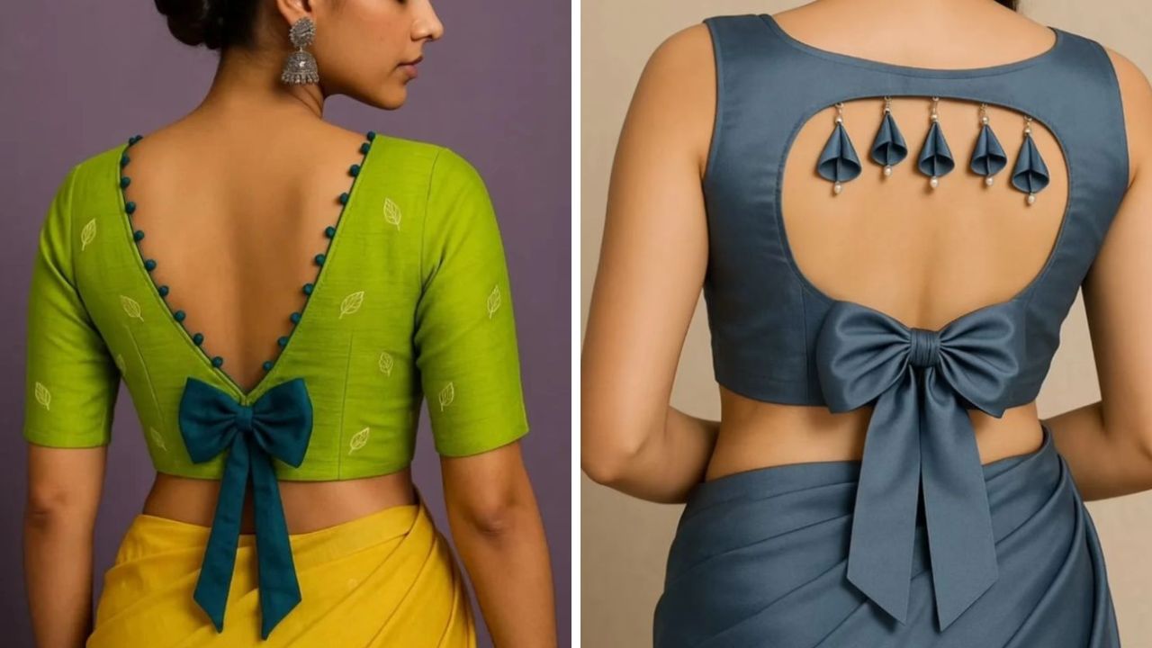 व्हि नेक किंवा स्वेअर नेक ब्लाऊज शिवल्यानंतर त्यावर तुम्ही या डिझाईनचे बो तयार करून घेऊ शकता. यामुळे तुमचा ब्लाऊज भरगच्च वाटेल. 