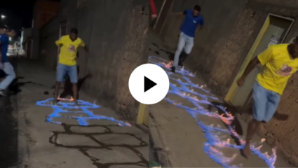 एक चूक पोहचवेल ढगात! नेम चुकला तर जीव हुकला; आगीशी खेळ… पहा Viral Video