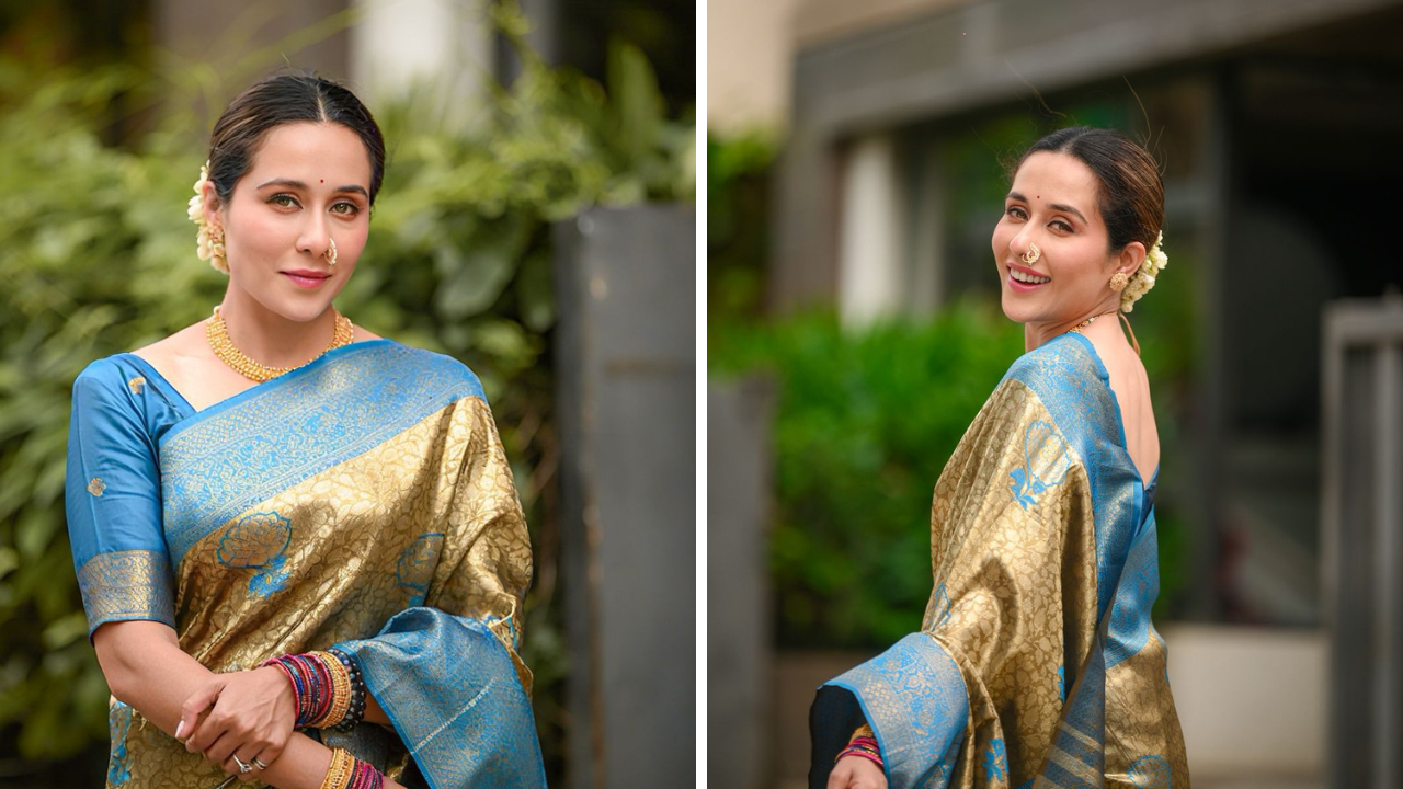 तेजस्विनीने या खास आईच्या साडीसह मेकअप मात्र मिनिमल ठेवला आहे आणि त्यामुळे तिचा लुक अधिक खुलून आलाय. कपाळावर टिकली आणि न्यूड लिपस्टिक शेडमध्ये तिचे सौंदर्य पहातच रहावेसे वाटतंय