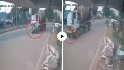 देव तारी त्याला कोण मारी! दुचाकीस्वाराचा भीषण अपघात; अंगावरुन ट्रक गेला पण…, पुढं जे घडलं चमत्कारच, Video Viral