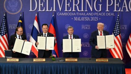 दशकांपासून चाललेल्या थायलंड कंबोडिया संघर्षावर ‘विराम ‘ ; ट्रम्पच्या मध्यस्थीने दोन्ही देशात शांतता करार