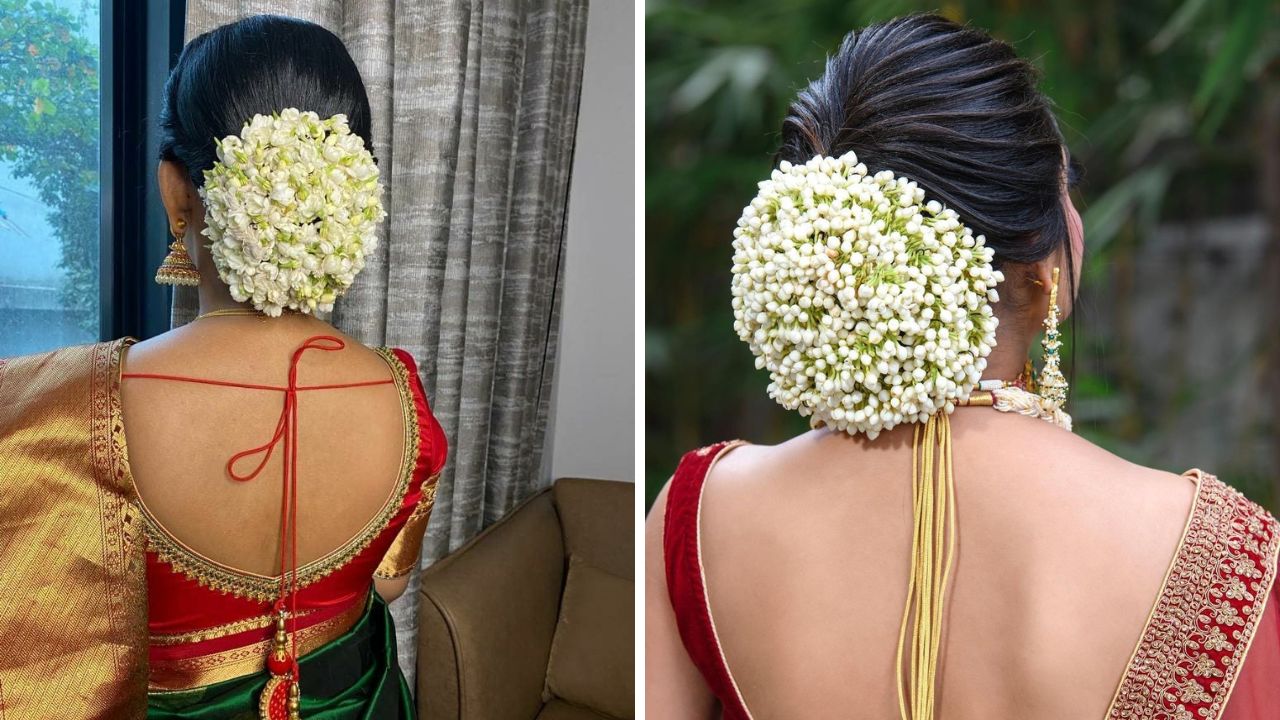 काहींना केसांमध्ये खूप जास्त गजरे घालायला आवडतात. अशावेळी तुम्ही संपूर्ण अंबाड्याभोवती गजरा माळू शकता. गजरा व्यवस्थित राहण्यासाठी पिन जास्त लावावेत. 