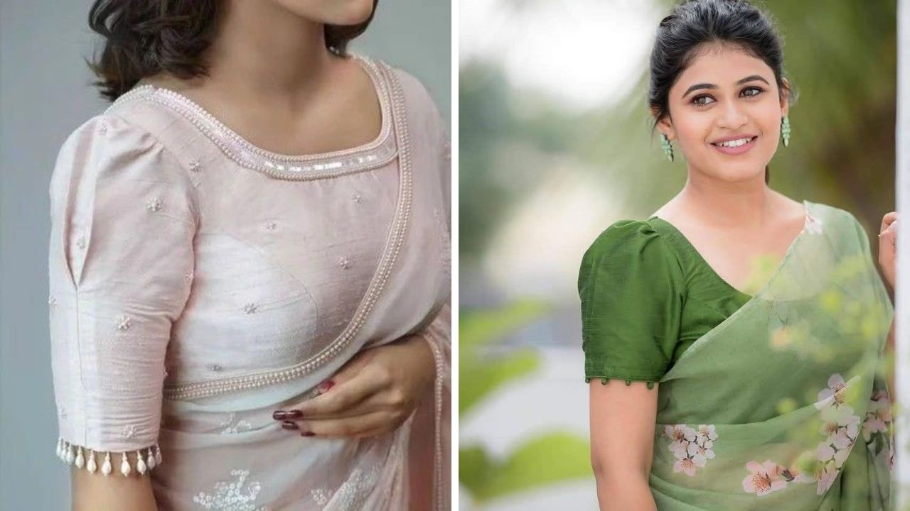 ब्लाऊजच्या हातांना तुम्ही बारीक बारीक मणी किंवा कापडापासून लावून बनवलेले छोटे छोटे गोळे सुद्धा शिवून घेऊ शकता. बारीक मण्यांमुळे ब्लाऊजची शोभा वाढेल. 