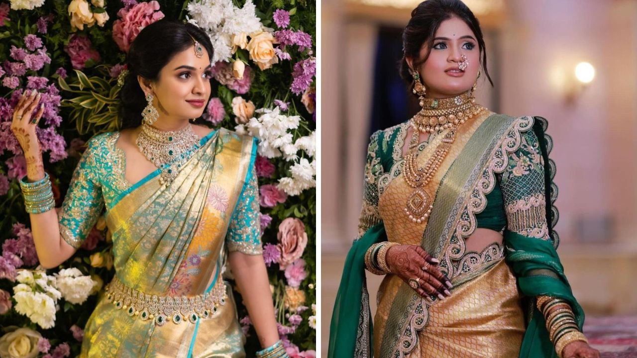 काहींना खूप जास्त साधा ब्लाऊज घालायला आवडतो. त्यामुळे तुम्ही ब्लाऊजच्या फक्त गळ्यावर किंवा बाहीच्या कडेला साधे, लहान बुटी किंवा बॉर्डर बनवून घेऊ शकता. 