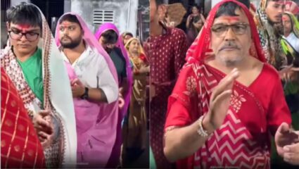 Men Doing Garba in Saree: २०० वर्षांपूर्वीच्या शापाची अनोखी परंपरा! पुरुषांनी साडी नेसून केला गरबा; अहमदाबादचा अनोखा Video Viral