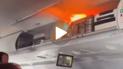 विमानात लिथियम बॅटरीचा स्फोट; आकाशात असताना आग लागल्याने प्रवाशांमध्ये हाहाकार! घटनेचा थरारक व्हिडिओ व्हायरल