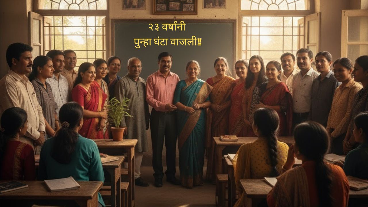 २३ वर्षांनी पुन्हा घंटा वाजली! न्यू इंग्लिश स्कूलच्या माजी विद्यार्थ्यांचा भावनिक ‘गेट टुगेदर’; जुन्या आठवणींना उजाळा २३ वर्षांनी पुन्हा घंटा वाजली! न्यू इंग्लिश स्कूलच्या माजी विद्यार्थ्यांचा भावनिक ‘गेट टुगेदर’; जुन्या आठवणींना उजाळा