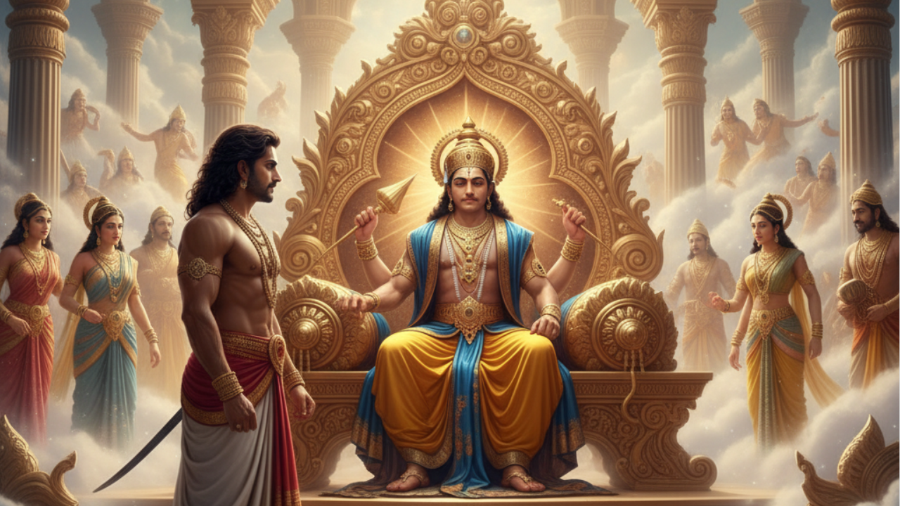 अर्जुन हा इंद्रपुत्र होता. आपल्या पिताच्या घरी वास्तव्यासाठी तो गेला असता, त्याला पाहून उर्वशी मोहित झाली. हे आकर्षण इतके प्रखर होते की तिने अर्जुनाकडे प्रेमाची कबुली दिली.