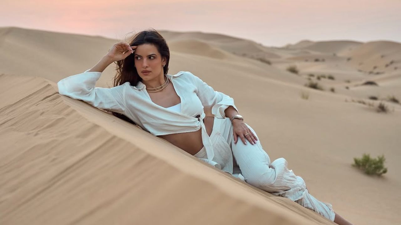 या फोटोमध्ये, नताशा स्टॅन्कोविकचा वाळवंटातील वाळूवर झोपलेली दिसत आहे. तिच्या संपूर्ण लूकने चाहत्यांना मोहित केले आहे. तिने तिच्या संपूर्ण लुकवर स्वतःचे सिल्की केस मोकळे ठेवले आहेत. 