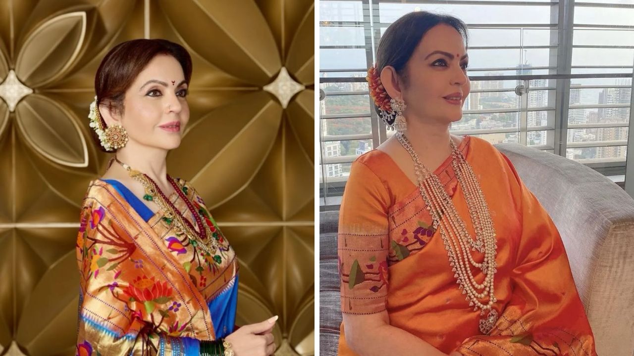 या फोटोत नीता अंबानी यांनी पारंपारिक लूक केला असून कपाळावक चंद्रकोर लावली आहे ज्यामुळे त्यांचा लूक अधिकच खुलून दिसत आहे.