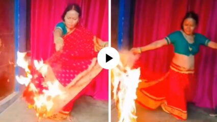 रीलच्या नादात जीव टाकला धोक्यात, महिलेने साडीलाच लावली आग अन् घरभर पळत सुटली अन् Video Viral