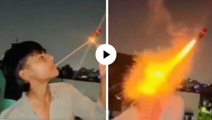 जीवघेणा प्रकार! आयुष्य पणाला लावून व्यक्तीने तोंडात फोडला रॉकेट, आगीच्या ज्वाळांनी जळून निघाला चेहरा अन् धक्कादायक Video Viral