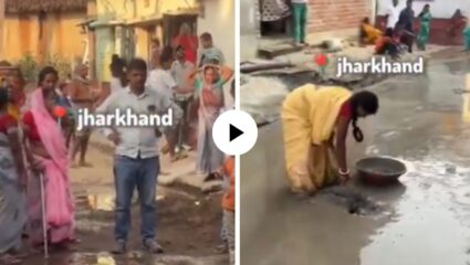 गाव बसा नहीं, लुटेरे पहले आ गए! रस्ता बनताच गावकऱ्यांनी केला गायब; पाहून कंत्राटदार पण झाला हैराण… Video Viral