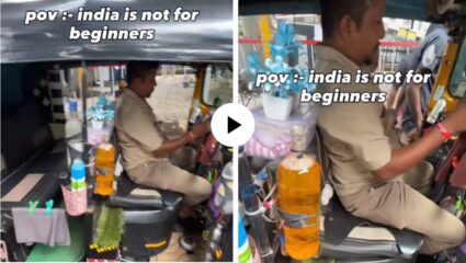 रिक्षा आहे की खुला बार? जिकडे तिकडे फक्त दारूच्या बाटल्या… पाहून लोक म्हणाले, “हे तर चालतंं फिरतं दुकान”; Video Viral