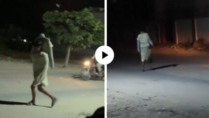 अंधाऱ्या राती रस्त्यावर फिरतोय मानकाप्या, मागे लागून करतोय पाठलाग… पाहून सर्वांची उडाली घाबरगुंडी; Video Viral