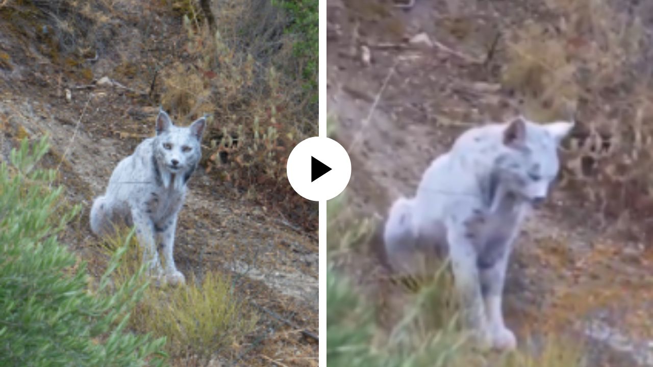 पांढरे केस, टोकदार कान अन् घारे डोळे… स्पेनमध्ये आढळली सर्वात दुर्मिळ मांजर! हिच्या दृश्यांनी सर्वांनाच केलं घायाळ; Video Viral