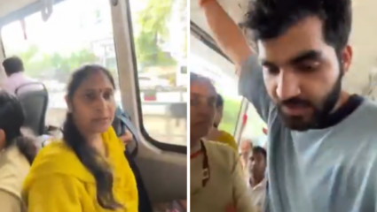 पुरुष समाजावर होतोय अन्याय…जवळ उभं राहिल्याने काकूंनी केला आरडाओरडा, मुलाने दिले सडेतोड उत्तर, Video Viral