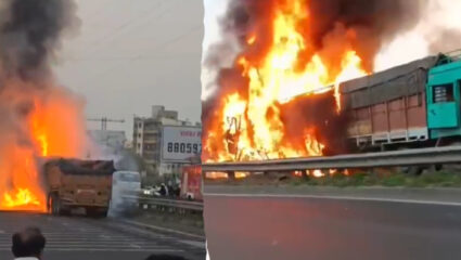 Pune शहरातील नवले ब्रिजवर भीषण अपघात; वाहनांच्या धडकेत आगीचा भडका; ७ जणांचा मृत्यू