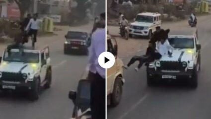 किडेबाजी नडली! कारच्या छतावर डान्स करण्याचा तरुणांचा स्टंट; चालकाने ब्रेक मारताच हवेत उडाले अन्…, भयावह VIDEO VIRAL
